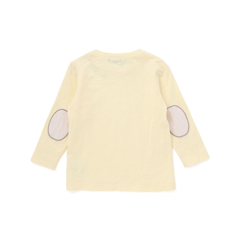 スラブ天竺肘パッチ長袖Tシャツ+オーバーオールセット(80~90cm) ブルー 80cm