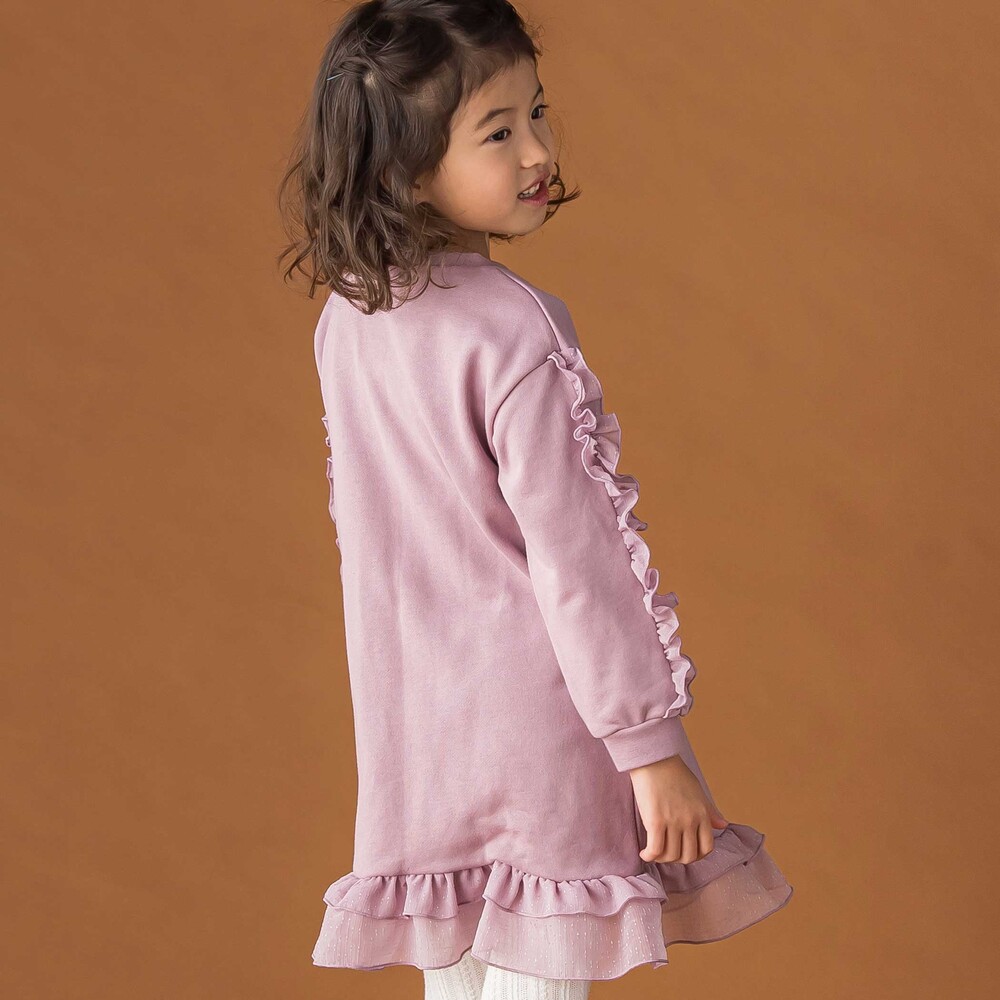 【限定商品】裏毛チュールフリルワンピース(95~150cm) ピンク 100cm