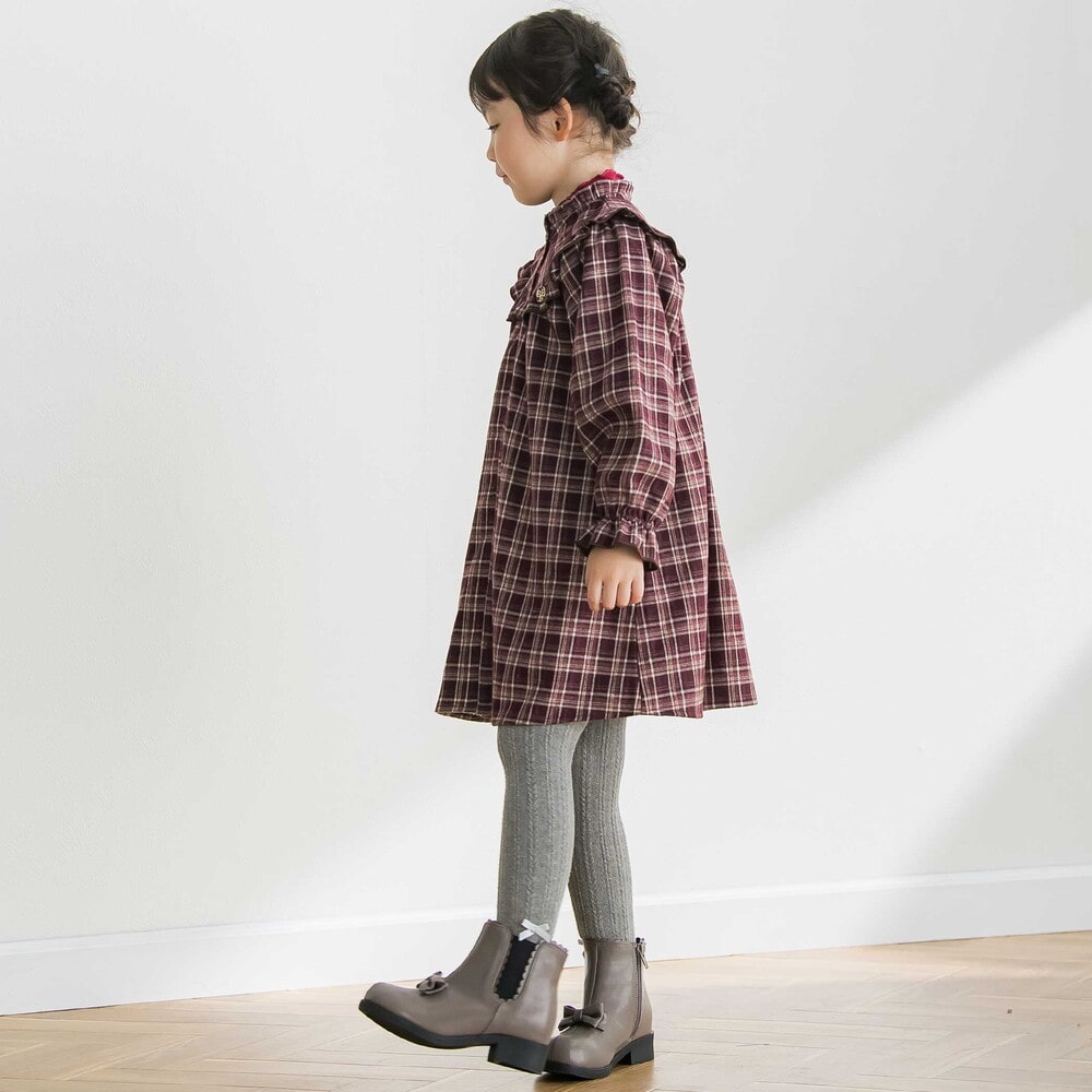 【限定商品】ネルチェック柄ワンピース(95~150cm) レッド系 110cm
