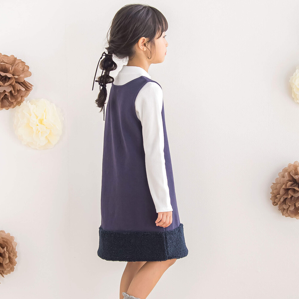 【限定商品】シャギーデニムボアジャンパースカート+リブ セットアップ(95~150cm) 【LIMITED EDITION】 ブラック 100cm