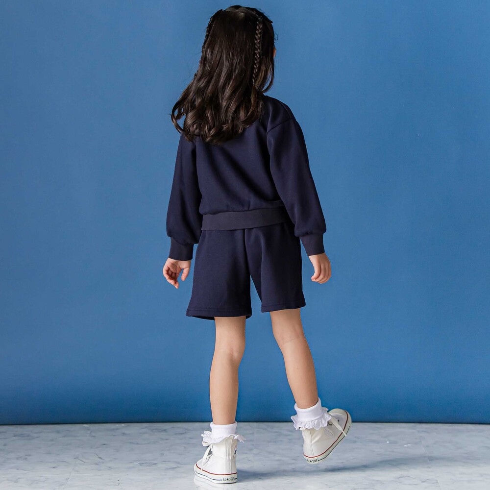 【限定商品】フラワーハート刺しゅうトップス+キュロットセット(95~150cm) ネイビー 95cm