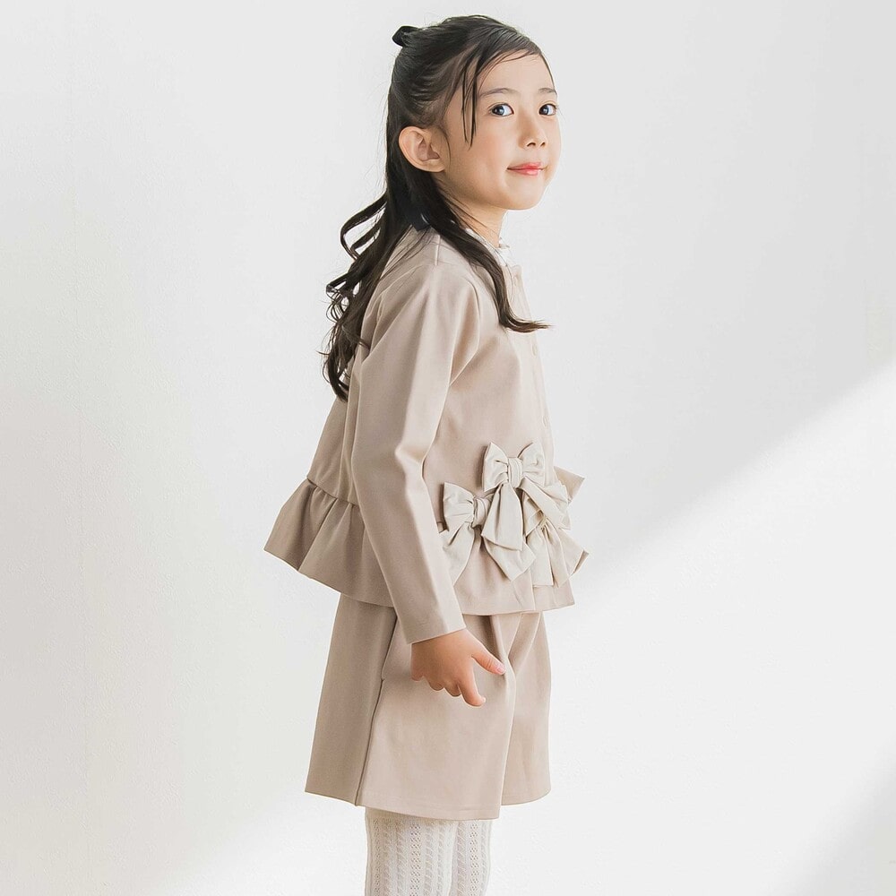 【限定商品】リボンポイントポンチセットアップ(95~150cm) ベージュ 95cm