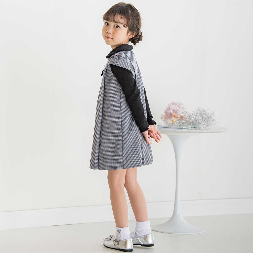 【限定商品】千鳥格子襟ベロアジャンパースカート(95~150cm) ネイビー系 95cm