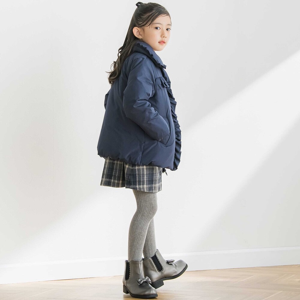 【限定商品】フリルタフタダウンコート(95~160cm) ネイビー 95cm