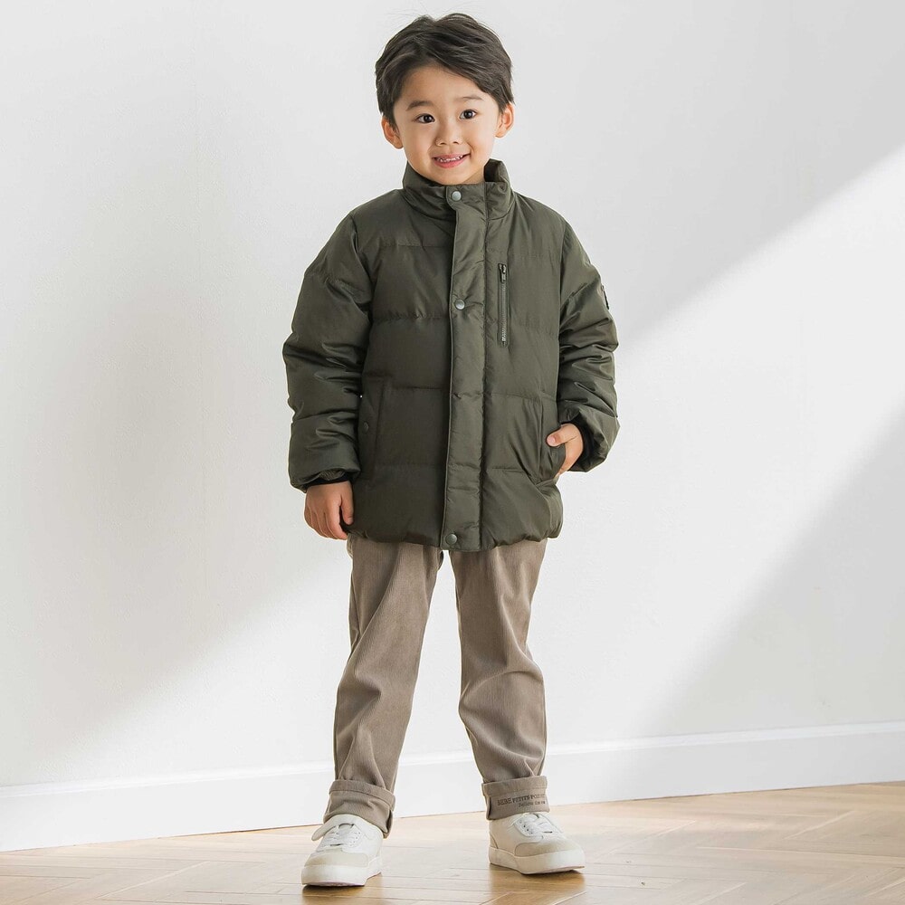 【限定商品】ワッペン付きタフタダウンコート(95~160cm) グリーン 95cm