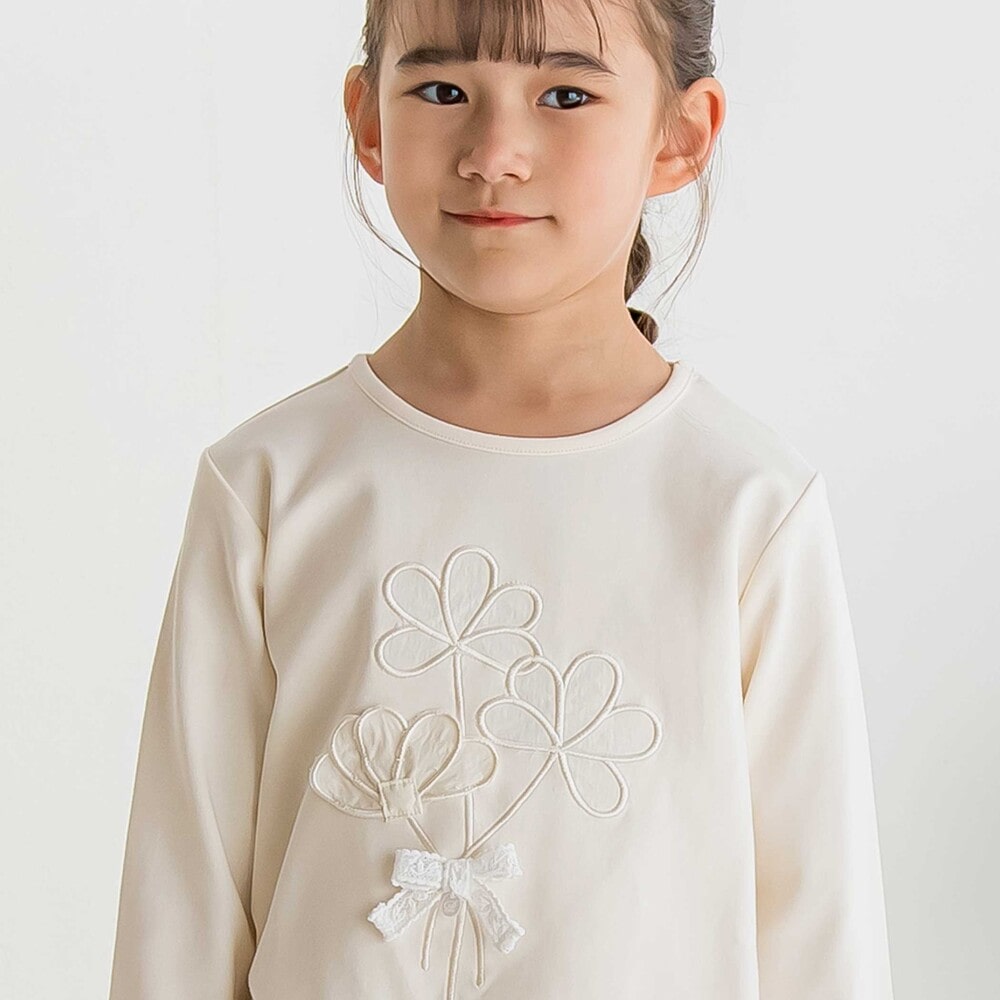【限定商品】花パッチワークポンチトレーナー(95~150cm) オフホワイト 95cm