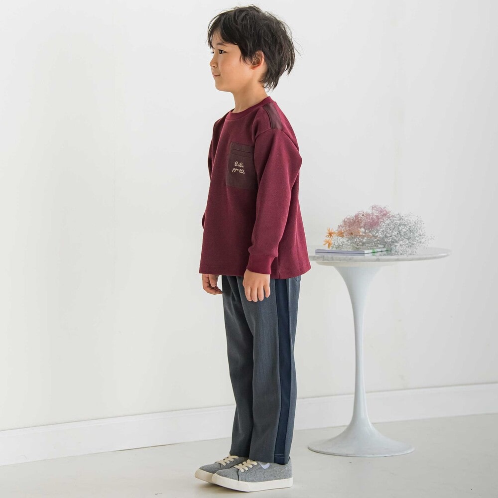 【限定商品】杢裏毛胸ポケットトレーナー(95~150cm) レッド系 95cm