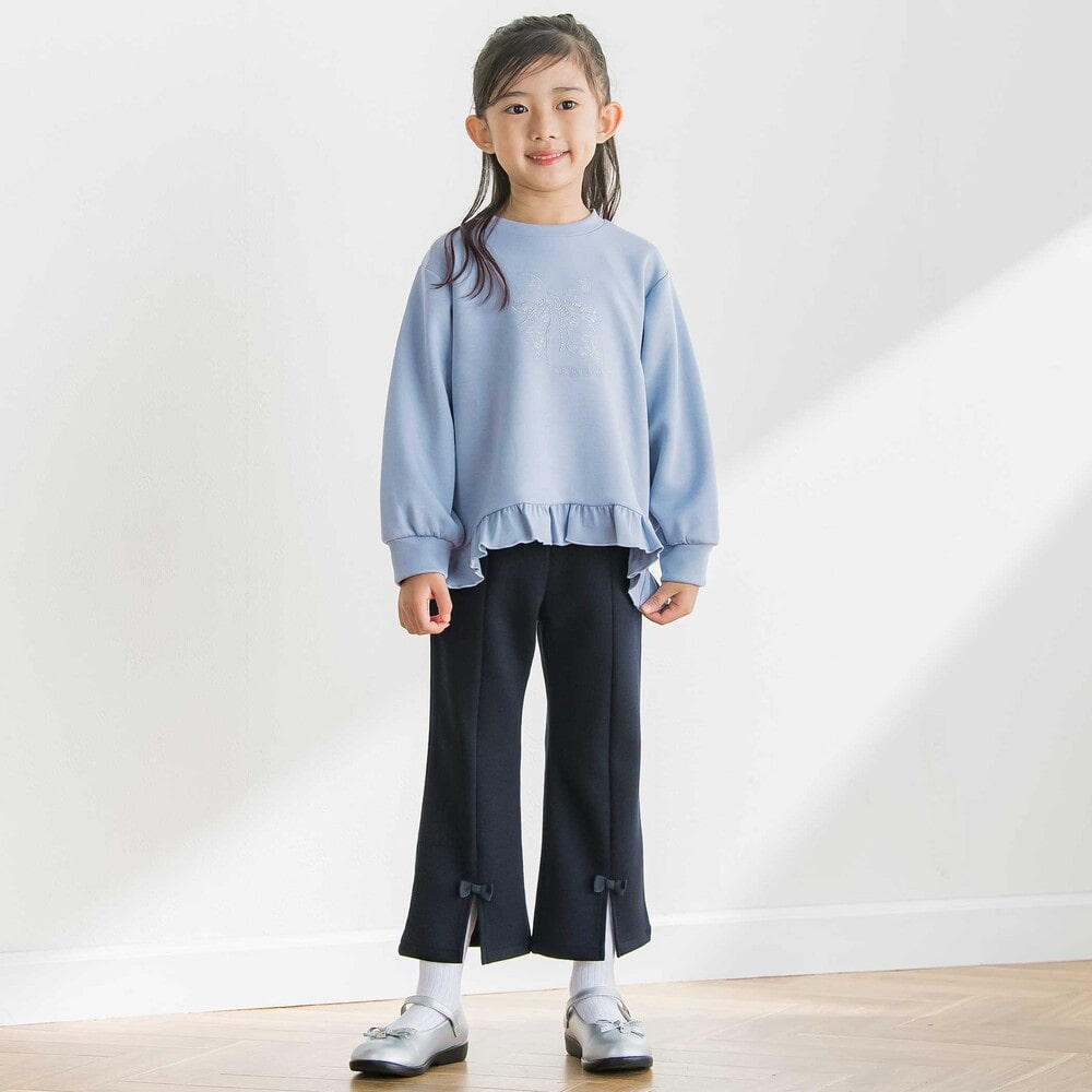 【限定商品】ポンチリボン刺しゅうトップス(95~160cm) ブルー 95cm