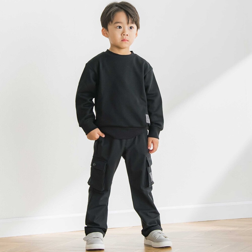 【限定商品】裏毛エルボーパッチトレーナー(95~150cm) ブラック 95cm