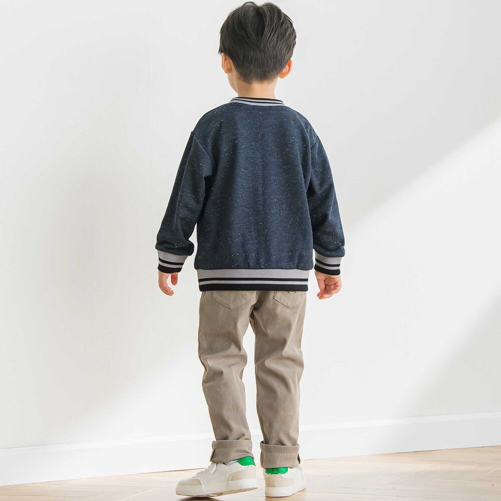 【限定商品】ネップ裏毛リブ配色ライントレーナー(95~150cm) ネイビー系 95cm