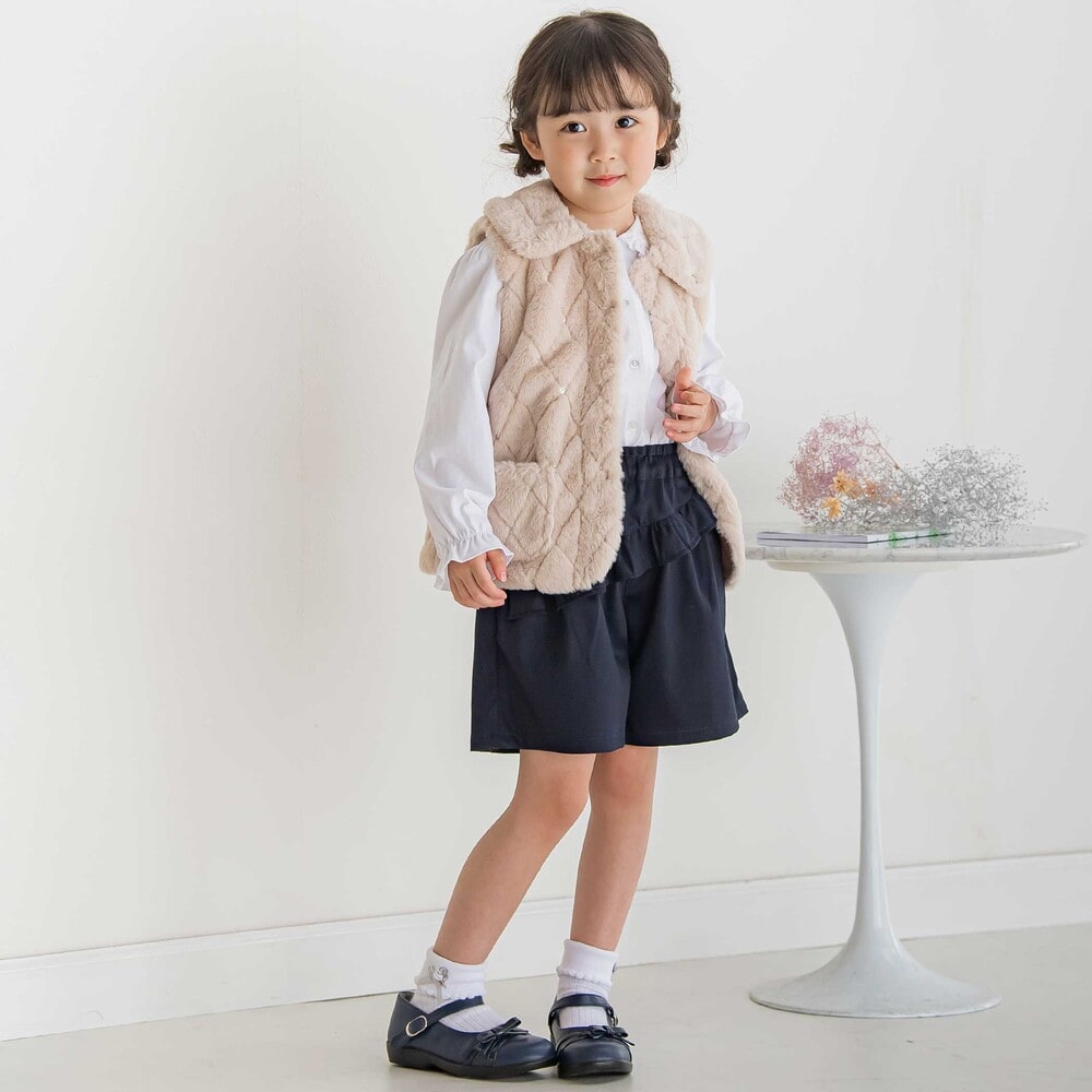 【限定商品】フリルリボンキュロットパンツ(95~150cm) ネイビー 100cm