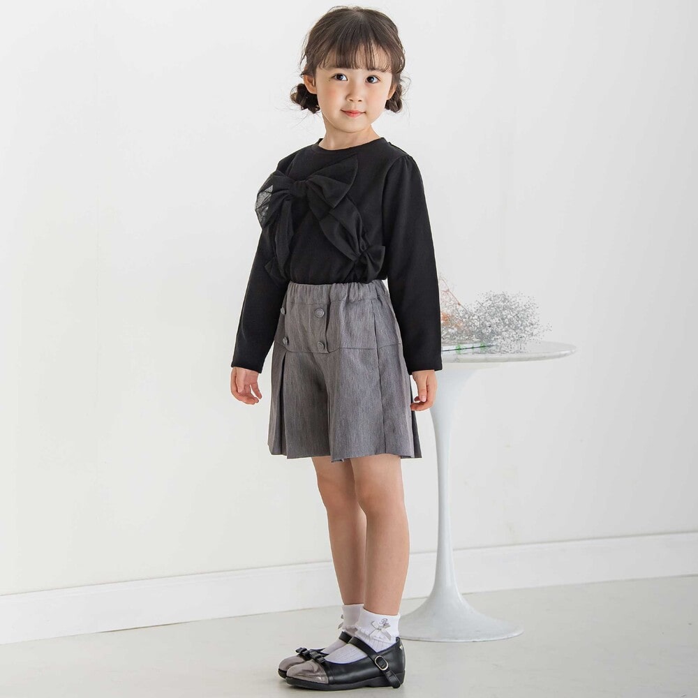 【限定商品】ヘリンボーンキュロットパンツ(95~150cm) グレー系 95cm