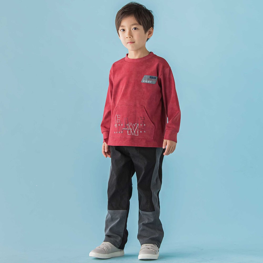 【限定商品】カンガルーポケットロングTシャツ(95~150cm) ブラック系 95cm