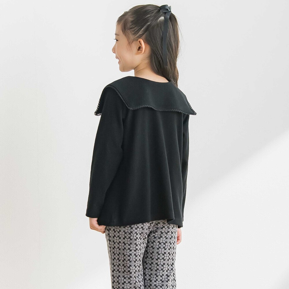 【限定商品】前後着用可能 セーラーカラーフリーストップス(95~150cm) ブラック 95cm