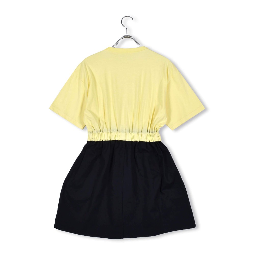 異素材 切り替え ワンピース (130~160cm) イエロー 130cm