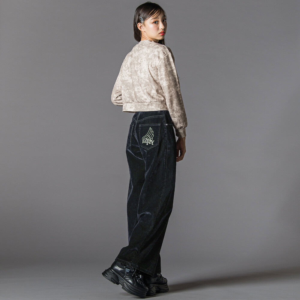 フロッキーワイドデニム(130~160cm) ブラウン 130cm