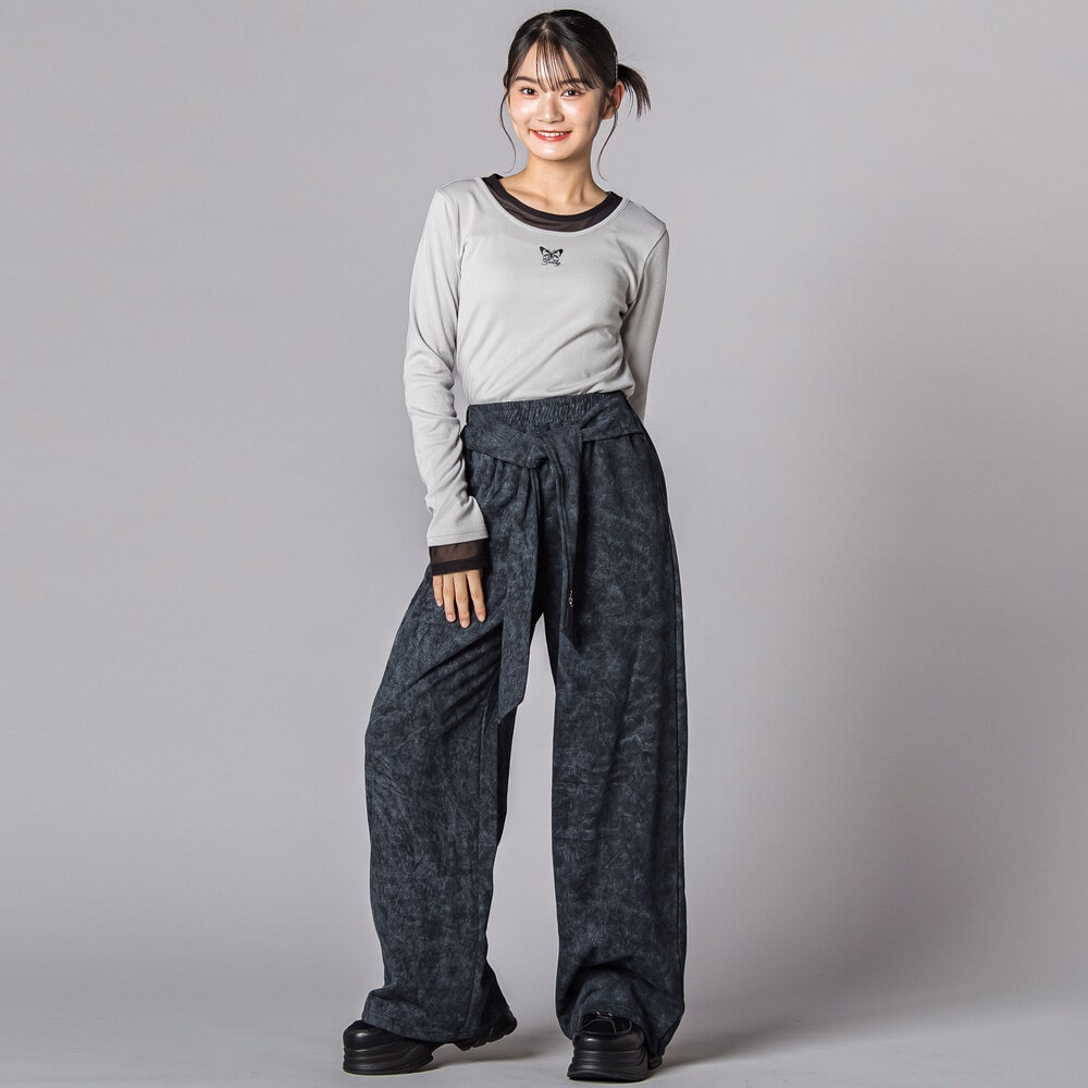 フロントタイワイドパンツ(130~160cm) ブラック 130cm