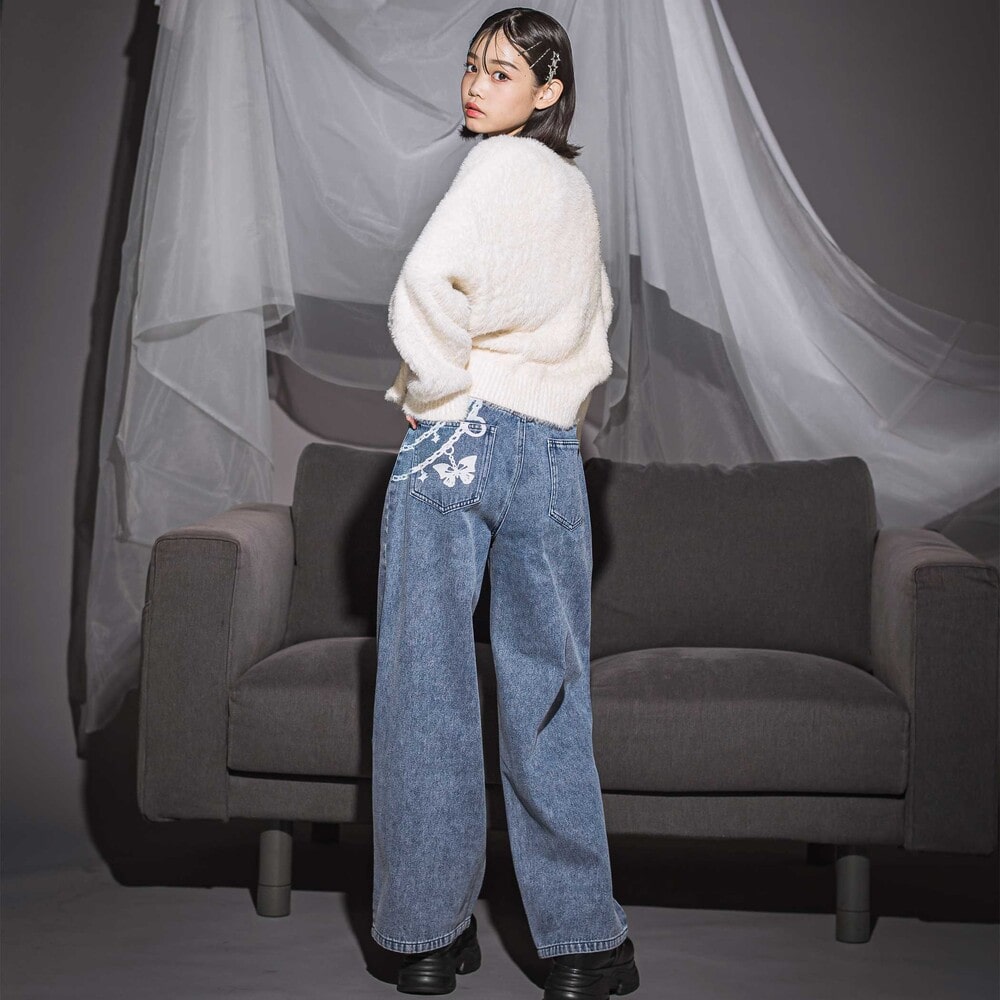 チェーンプリント デニムパンツ(130~160cm) ブルー 130cm