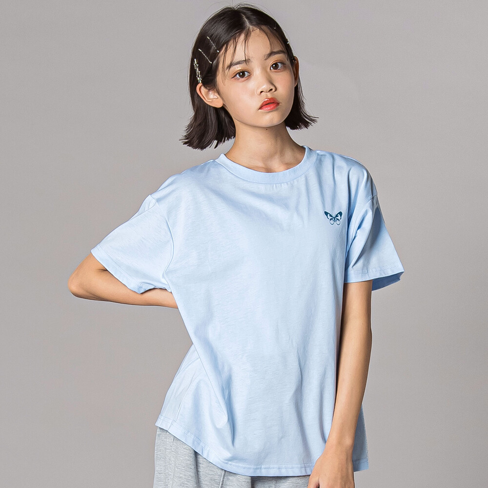 バックグラフィックバタフライTシャツ(130~160cm) ブルー 130cm