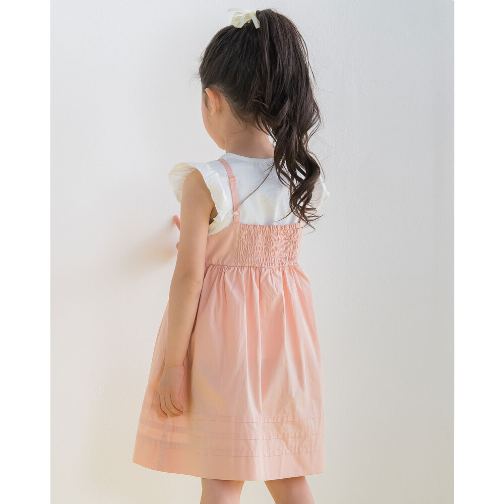 コットン Tシャツ × ワンピース セット (95~150cm)(95cm ピンク