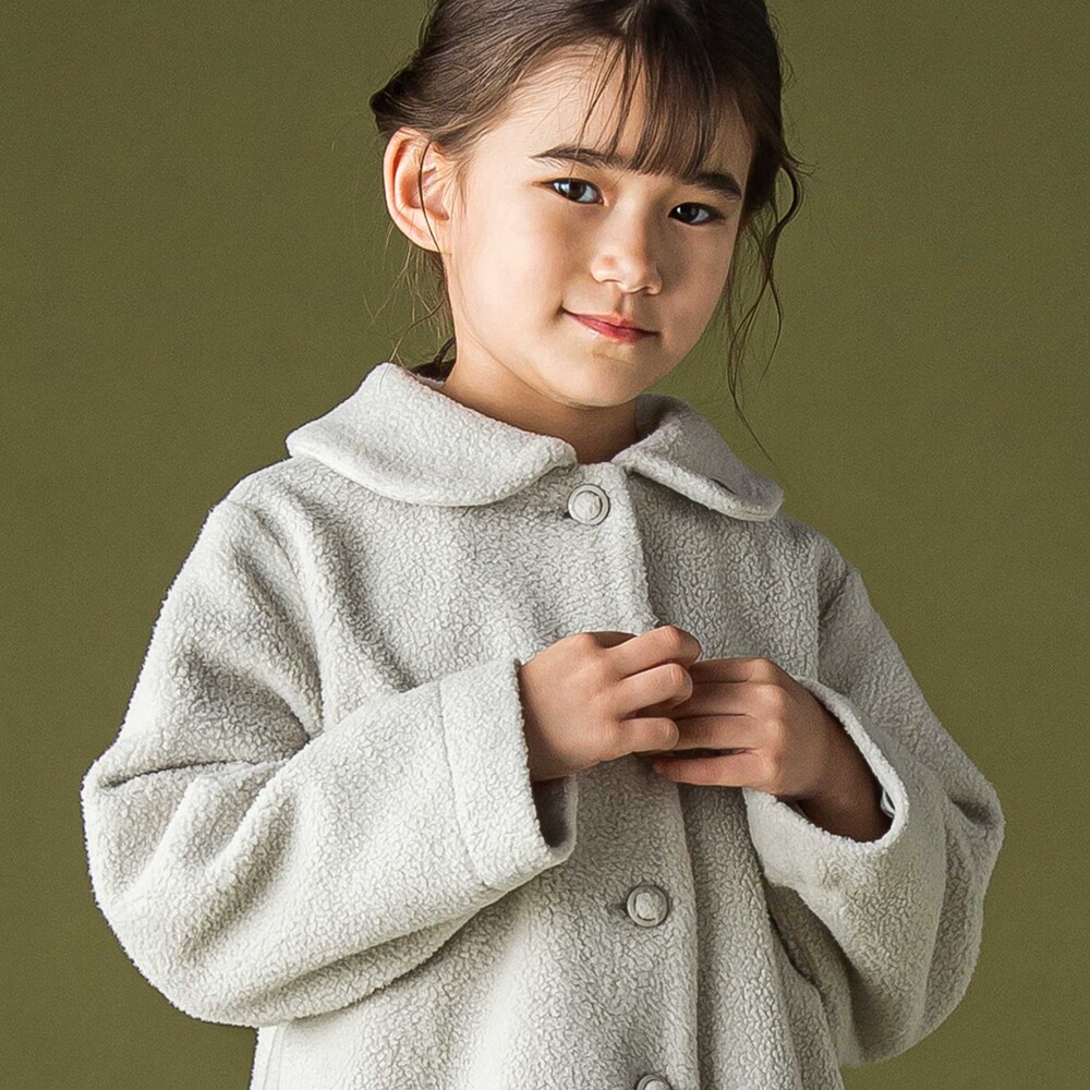 丸襟スカラップボアコート(95~150cm) グレー 95cm