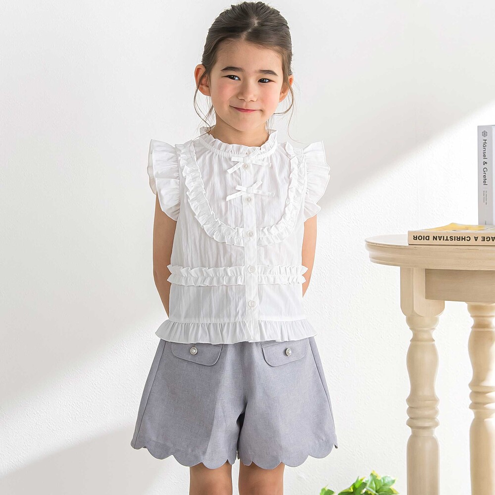 ダブルリボンメロウブラウス(95~150cm) ホワイト 95cm