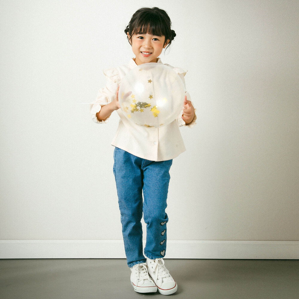 ハート刺しゅう入りデニムパンツ(95~150cm)(95cm ブルー