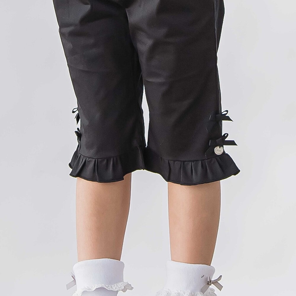 裾フリル6分丈パンツ(95~150cm) ブラック 95cm