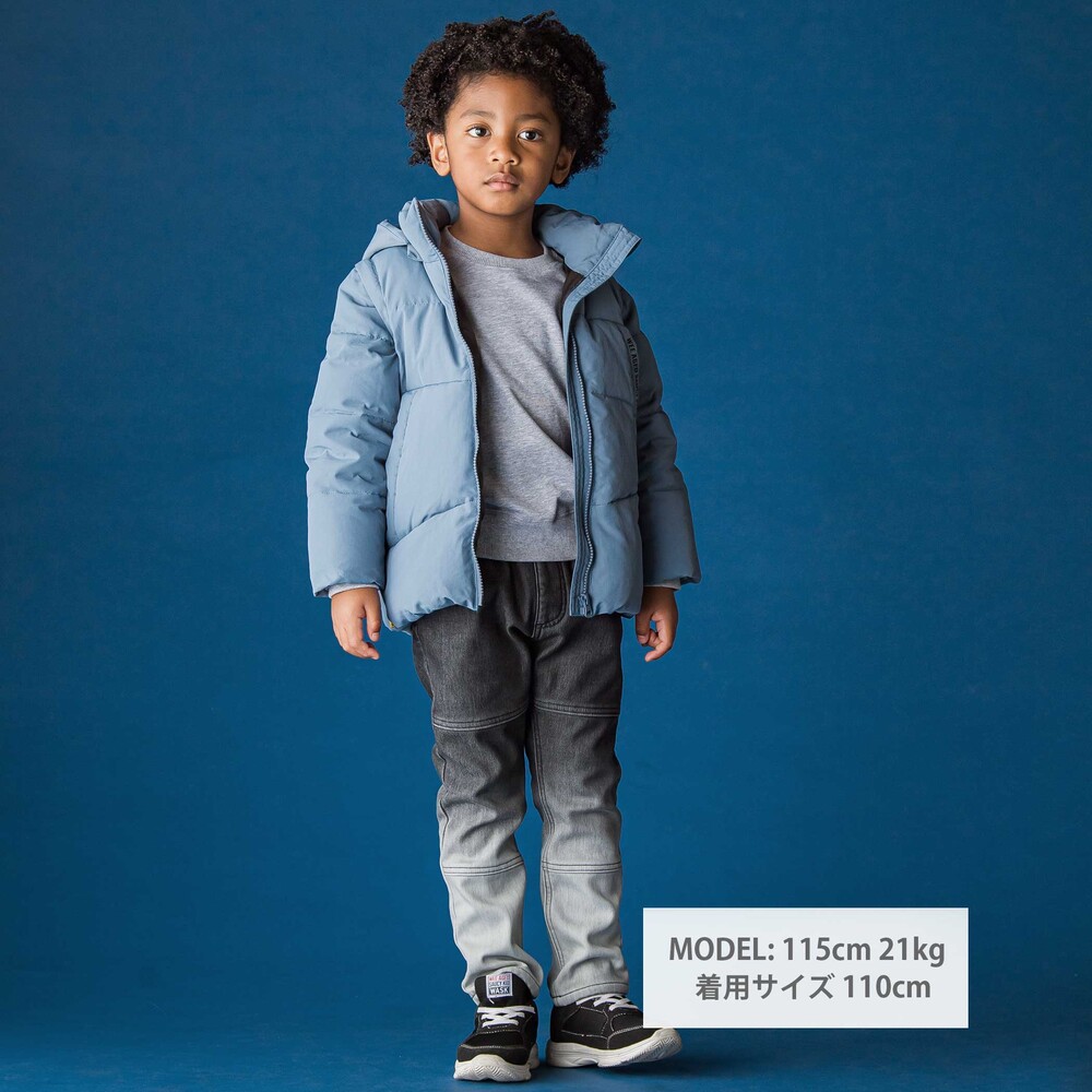 袖・フードタ取り外しダウンジャケット(110~160cm) ブルー 110cm