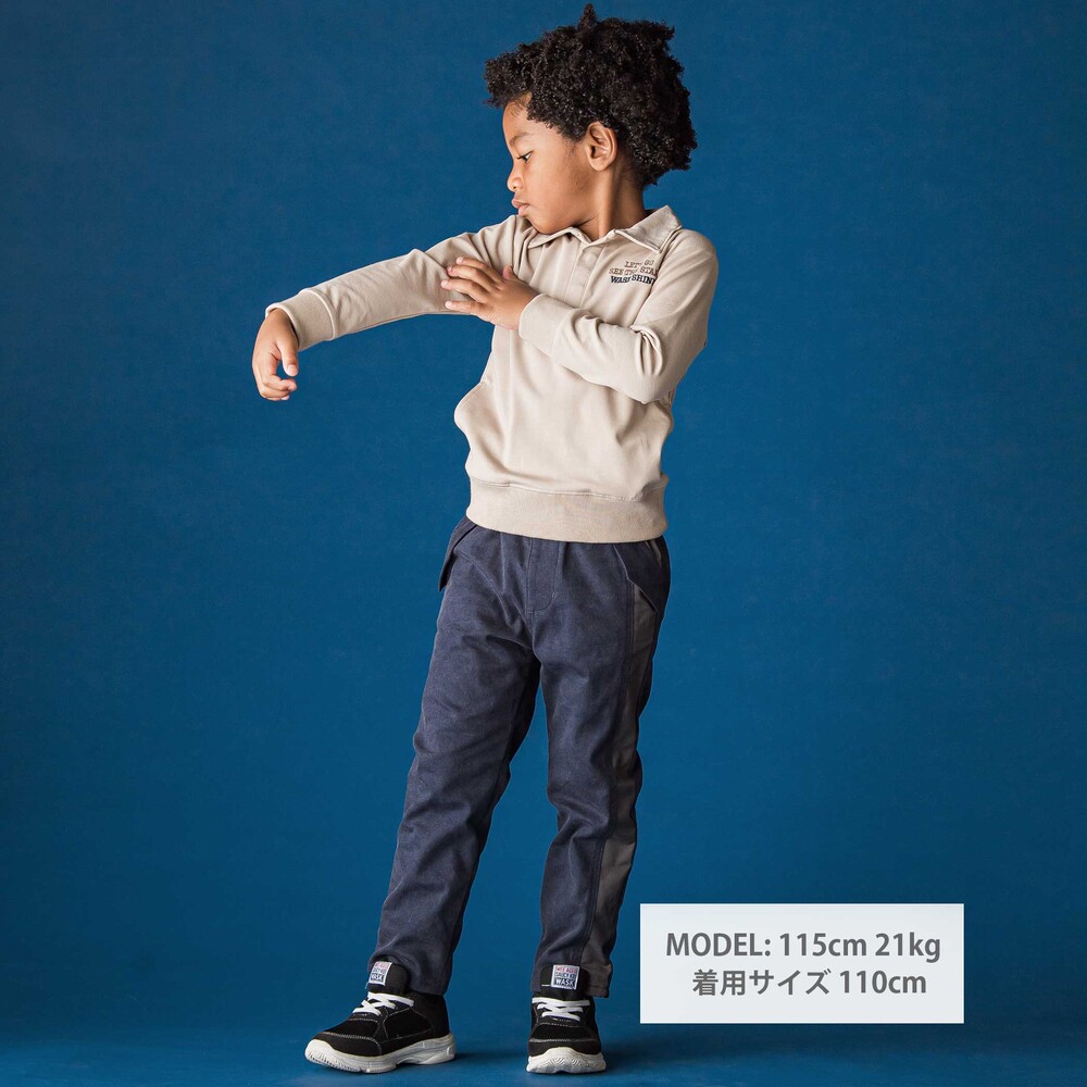 襟付き裏チェックトレーナー(110~160cm) ネイビー 110cm