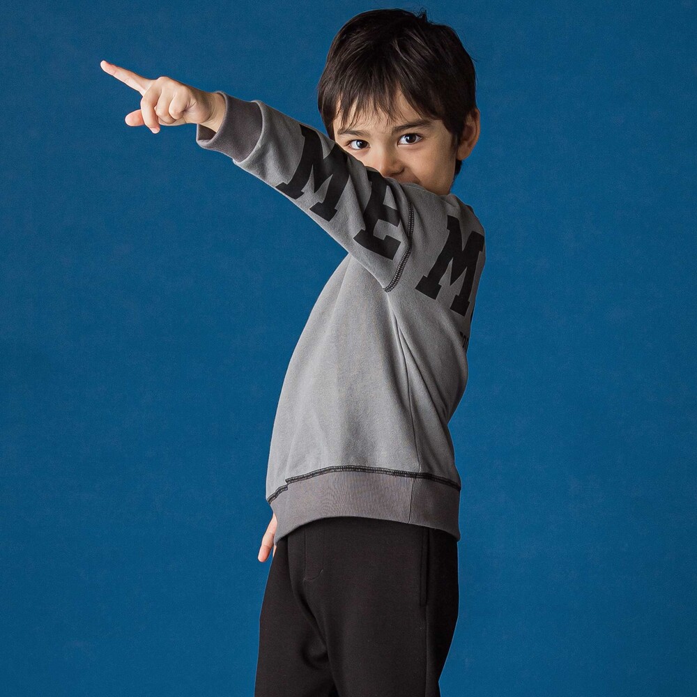 ロゴプリント配色ステッチBIGトレーナー(110~160cm) グレー 110cm