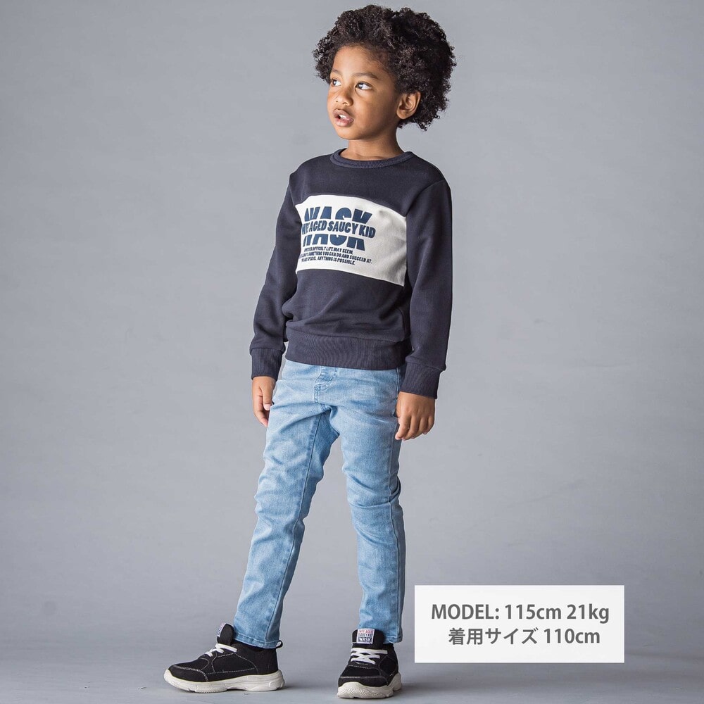 バイカラーロゴ裏毛トレーナー(100~160cm) ネイビー 100cm