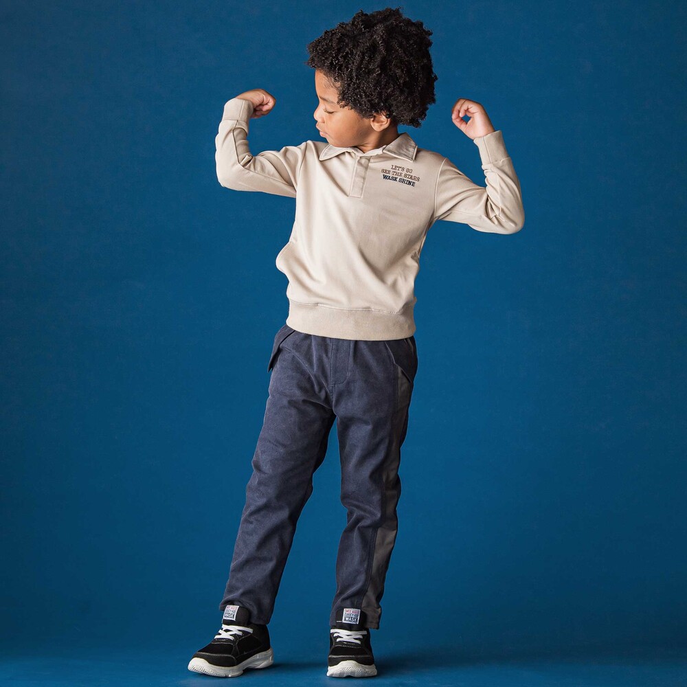 サイド切り替えストレッチトレートパンツ(110~160cm) ネイビー 110cm