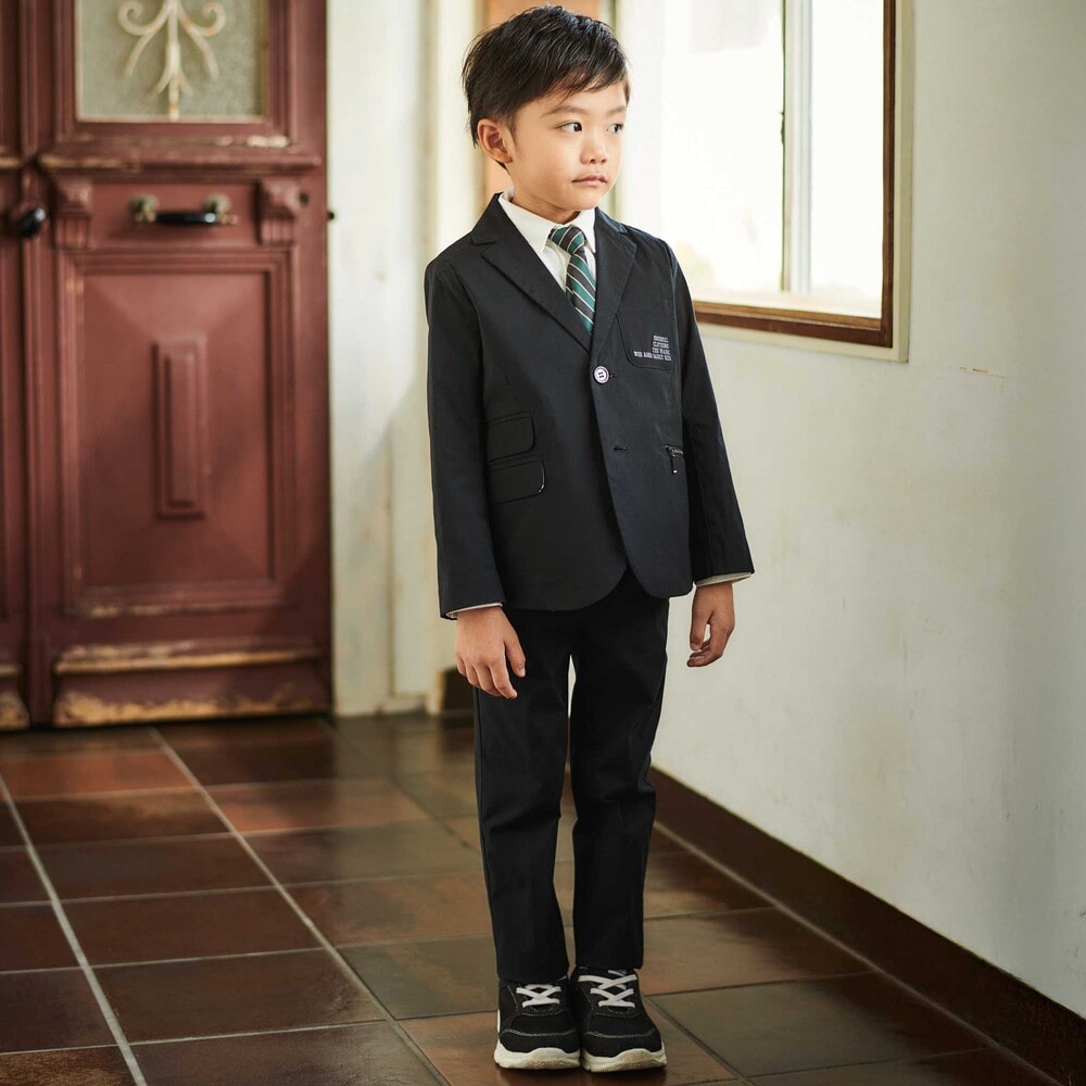 テーパードパンツナイロンハイストレッチ(110~160cm) ブラック 110cm