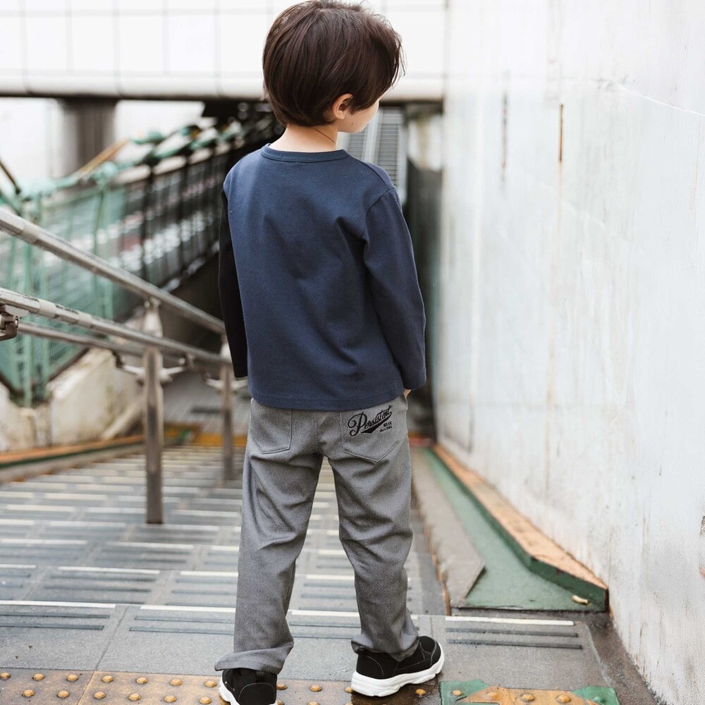 メランジストレッチ ストレートパンツ(100~160cm) ブラック 100cm