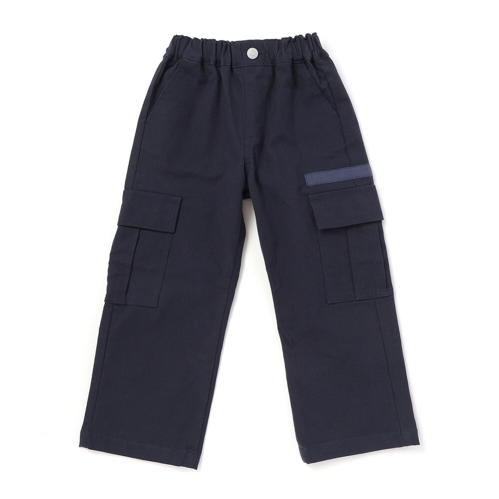 ストレッチキャンバス カーゴワイドパンツ(110~160cm) ネイビー 110cm