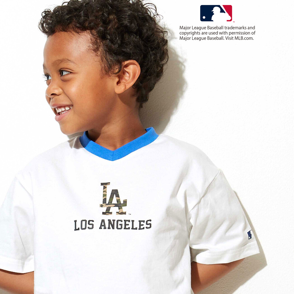 【MLB】 モチーフ VネックTシャツ(100~160cm) グレー 100cm
