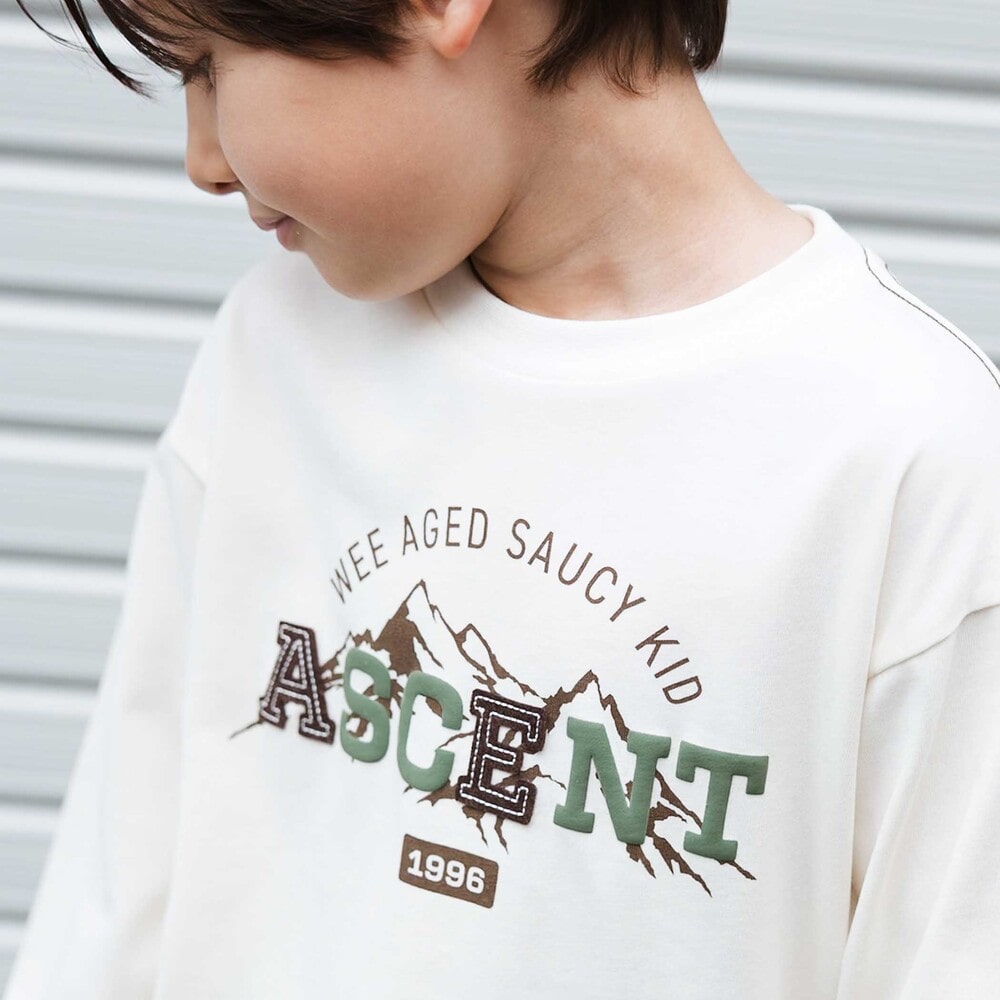 ASCENTレイヤード風ビッグ長袖Tシャツ(110~160cm) オフホワイト 110cm