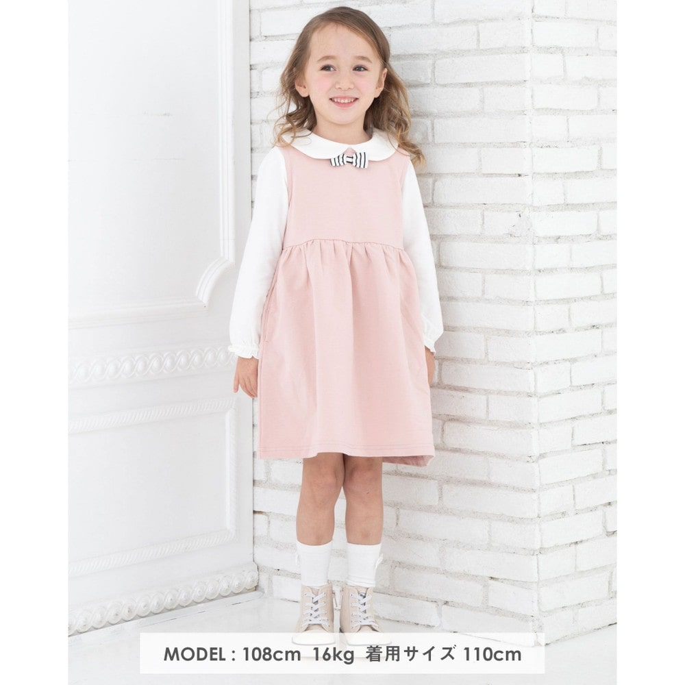 子供服べべの公式通販サイト Bebe Mall リボン シンプル 無地 ストレッチ ジャンパースカート ワンピース 70 110cm 70cm ブラック ワンピース ベベ モール オフィシャルオンラインストア