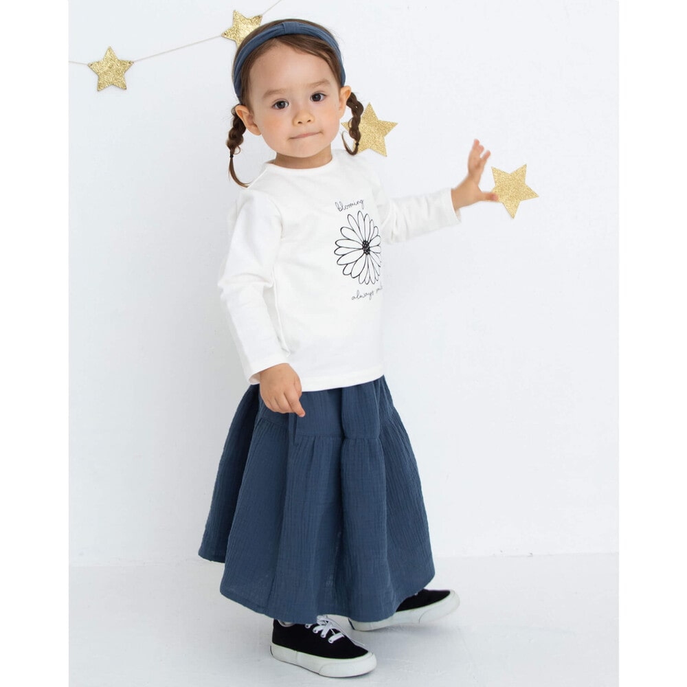 ダブルガーゼ ティアード スカート (90~110cm)(90cm ネイビー): ボトム-子供服べべの公式通販サイト 「BEBE MALL」