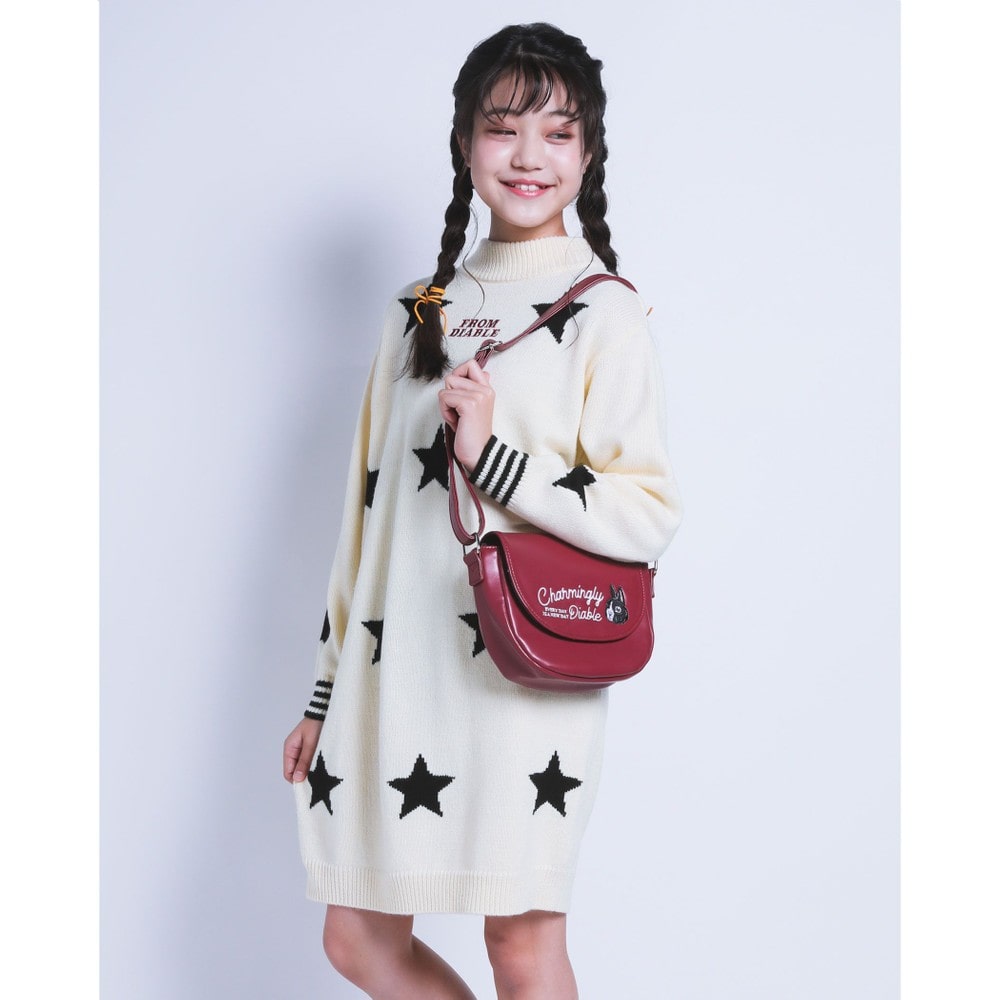 子供服べべの公式通販サイト Bebe Mall ラメ 星柄 ジャガード アクリル ニット ワンピース 130cm 160cm 0 130cm オフホワイト系 ワンピース ベベ モール オフィシャルオンラインストア