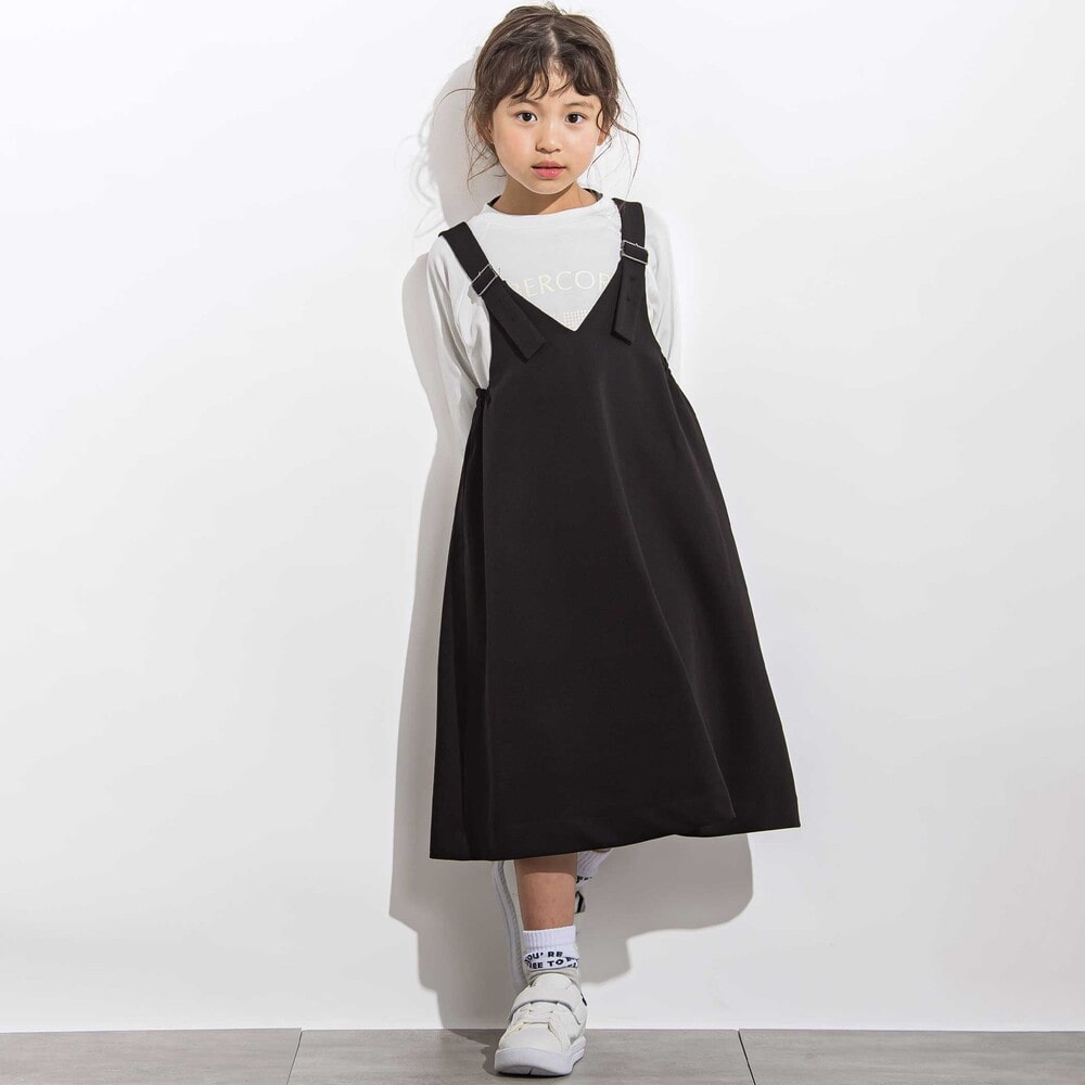 サージバックル付きジャンパースカート 親子お揃い(110~140cm) ブラック M(110~125cm)