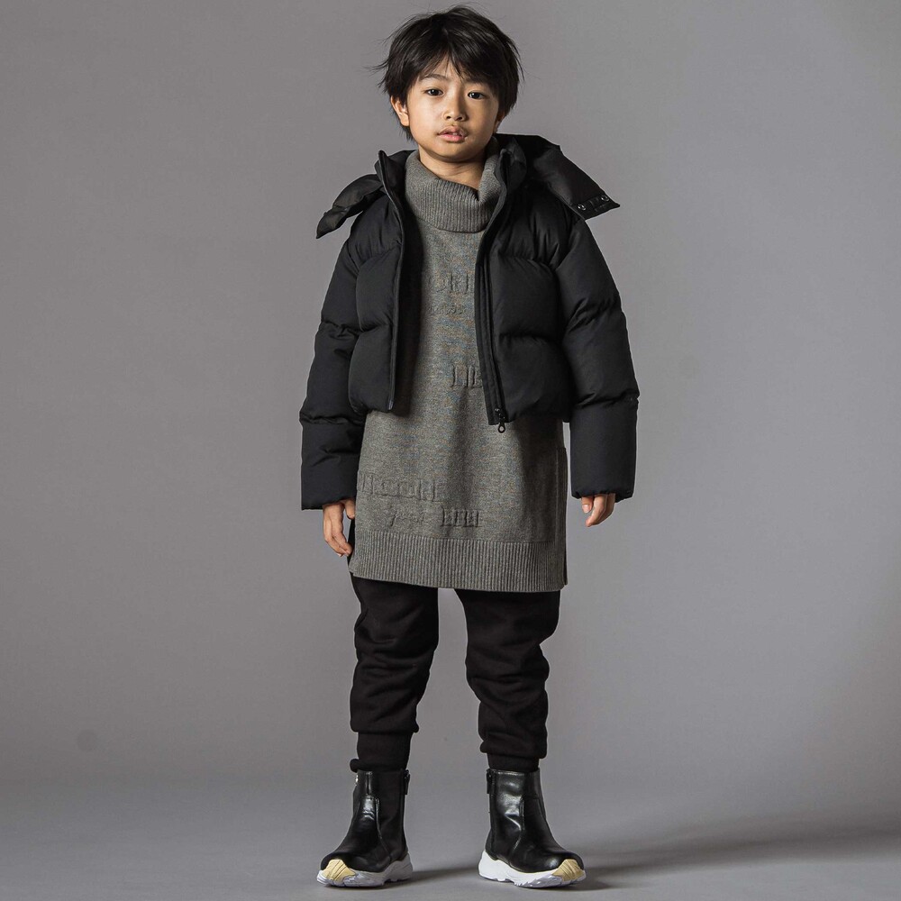 リモンタポリエステルツイルボリュームダウンジャケット親子お揃い(95~140cm) ブラック S(95-110cm)