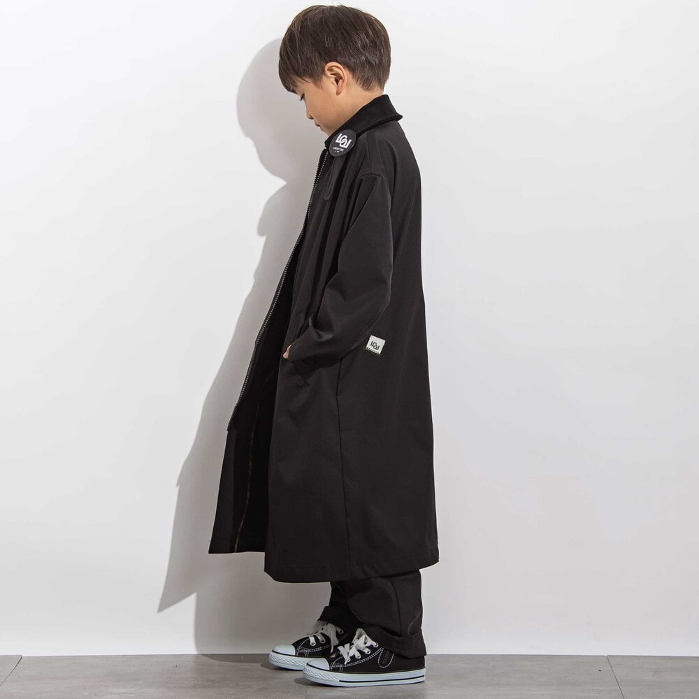 ツイルジップステンカラーコート 親子お揃い(110~140cm) ブラック M(110~125cm)