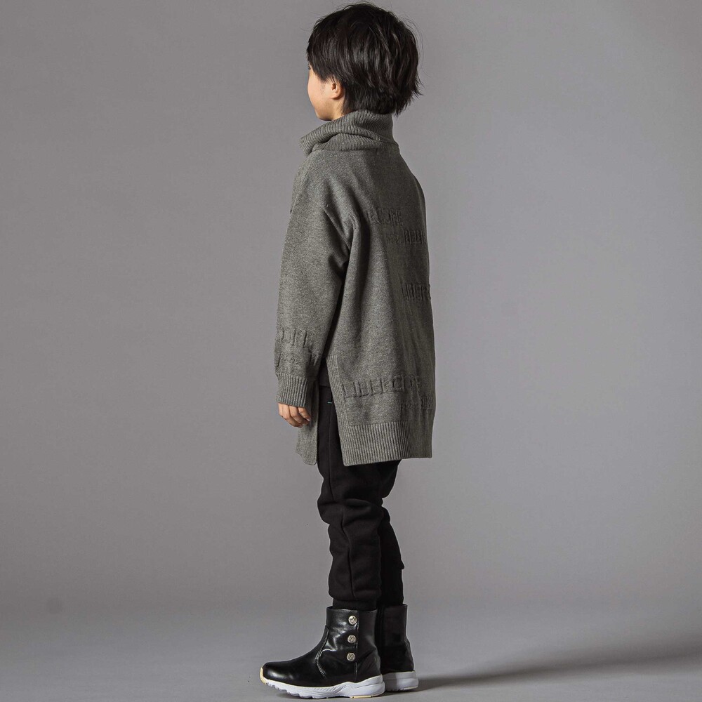 ロゴジャガードタートルネックロングセーター親子お揃い(95~140cm) グレー S(95-110cm)