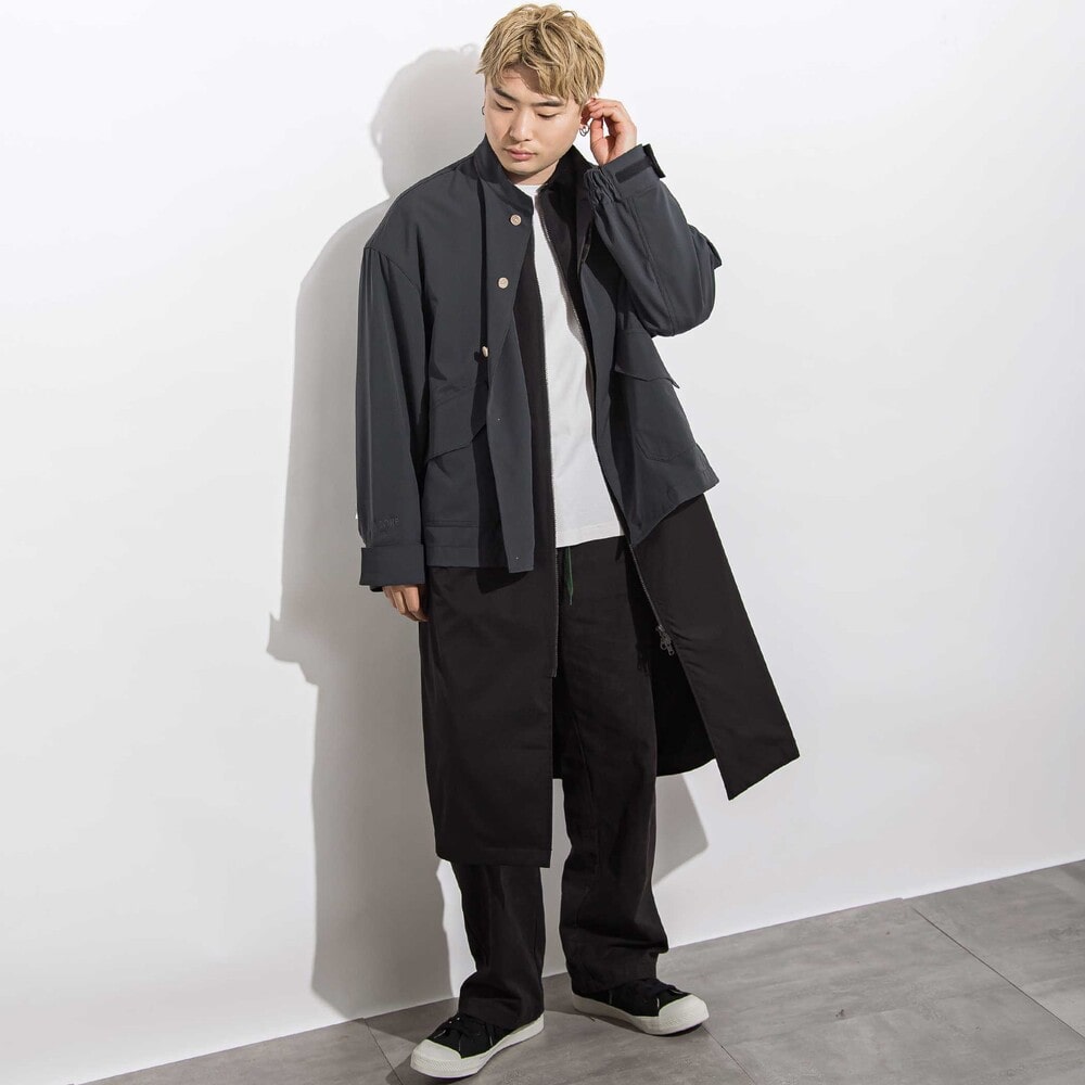 ツイルジップステンカラーコート親子お揃い 大人(140~175cm) ブラック M(150~160cm)