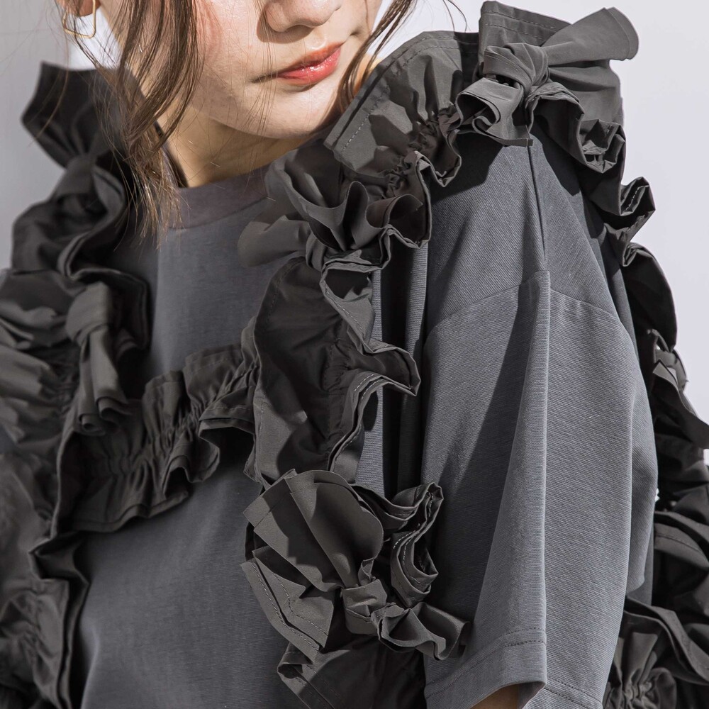 リボン付きマットタフタハーネス親子お揃い グレー ワンサイズ