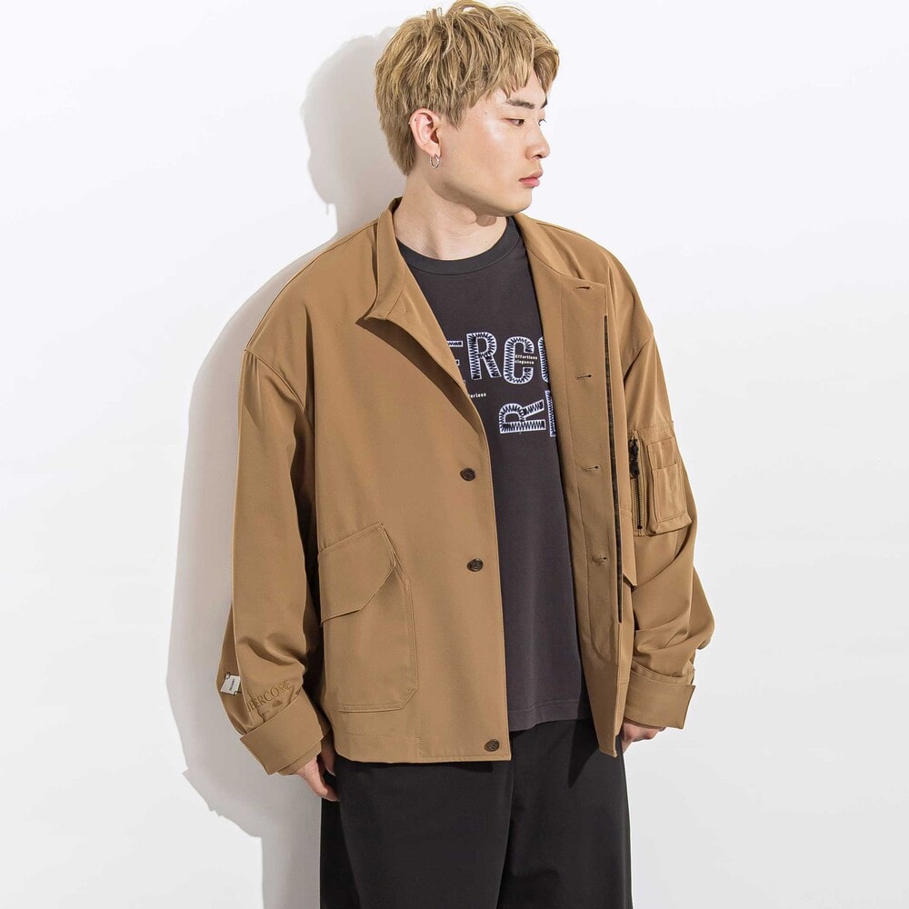 ジグザグステッチレタリングロゴ天竺長袖Tシャツ 親子お揃い 大人(140~175cm) ベージュ S(140~150cm)