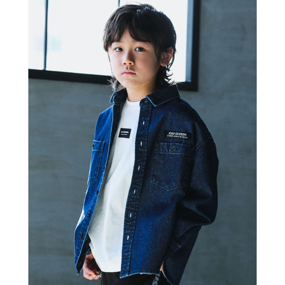 CPOシルエット デニムシャツ(120~160cm) ネイビー 160cm