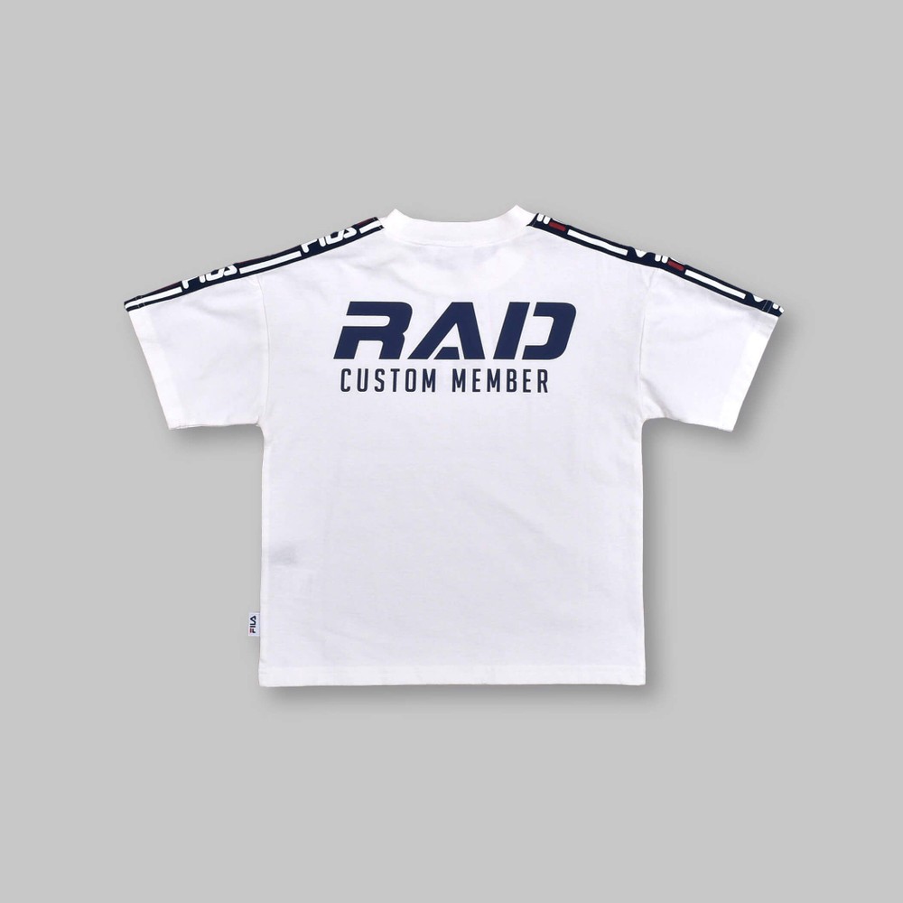 【 FILA × RADCUSTOM 】ロゴライン ワンポイント Tシャツ(120~160cm) ホワイト 120cm